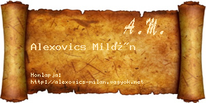 Alexovics Milán névjegykártya