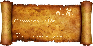 Alexovics Milán névjegykártya