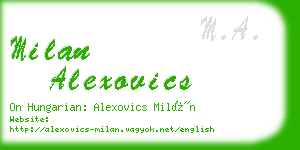 milan alexovics business card